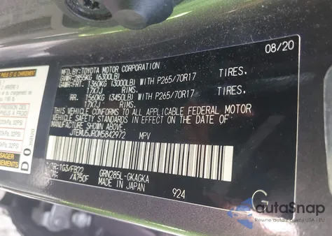 2021 Toyota 4Runner Sr5 из США, поврежденный, VIN JTEMU5JR0M5842972